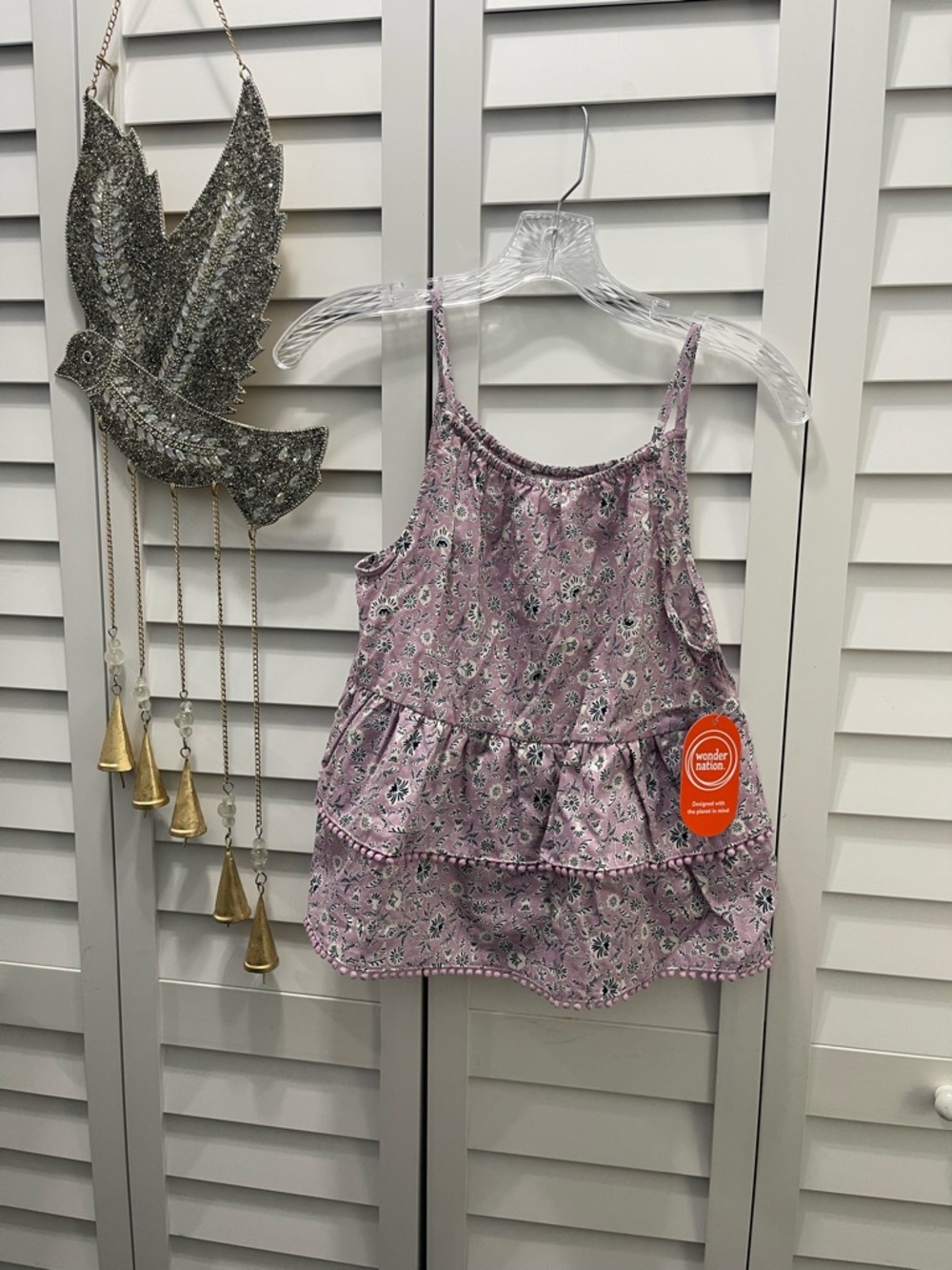 🌟3 for $18 Girls Wonder Nation Pink Floral Tiered Tank Top